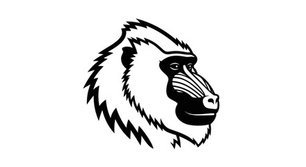 Stylized mandrill baboon head looking to the side vector art.