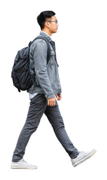 PNG Casual Asian teenager walking backpack background sneakers.