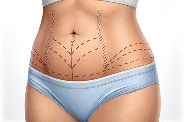 sagging abdomen with loose skin and stretch marks