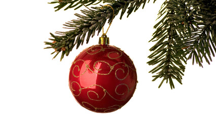red christmas ball on white background