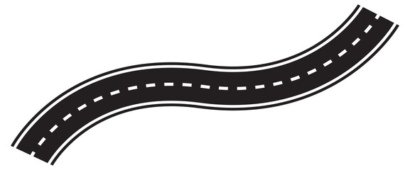  Curve highway roadway. Vector infographic. Road to horizon in perspective. Horizontal asphalt road template. Bending roads vector set. 