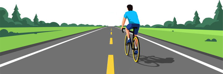 Cyclist riding towards tunnel on open road adventure and determination