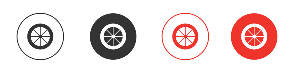 Tyre icon for ui or ux isolated on white for mobile app, editable