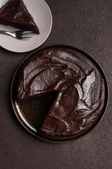 Chocolate brownie cake with rich chocolate topping
