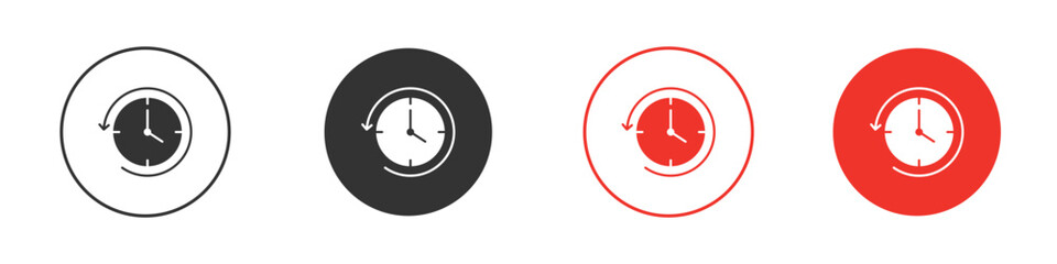 Rewind time icon for ui or ux isolated on white for mobile app, editable
