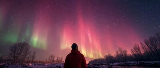 Breathtaking Northern Lights Display Over Serene Landscape During Chill Winter Night