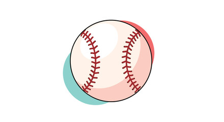 A classic baseball with red stitching on a white background with colorful watercolor accents.