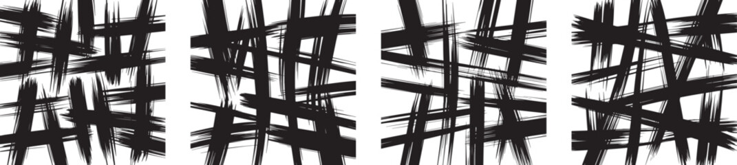 Abstract brush strokes wallpaper black ink white pattern art