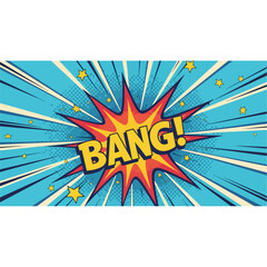 Comic Book Style Bang Explosion with Retro Colors.