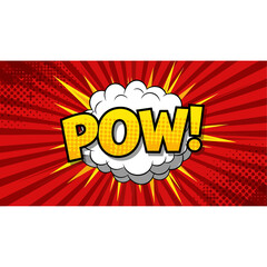 Comic speech bubble with POW text on a white cloud explosion.