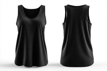 Black sport tank top mockup showcasing front and back views
