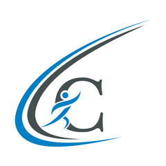 Initial Fitness Logo combine with letter C vector template