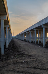 The structure of the newly completed expressway pillars, bridges and concrete