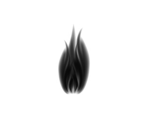 Stylized black flame illustration with soft gradients and a smoky glow. The abstract fire design conveys intensity and energy. Ideal for tattoo art, icons, or digital graphics.