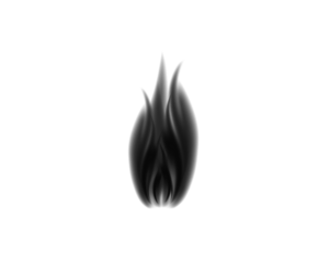 Stylized black flame illustration with soft gradients and a smoky glow. The abstract fire design conveys intensity and energy. Ideal for tattoo art, icons, or digital graphics.