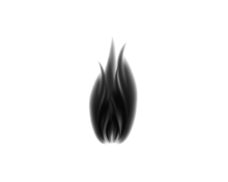 Stylized black flame illustration with soft gradients and a smoky glow. The abstract fire design conveys intensity and energy. Ideal for tattoo art, icons, or digital graphics.