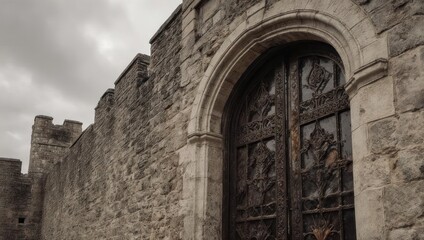 Fototapeta premium Majestic Castle Entrance - A Glimpse into Medieval History.