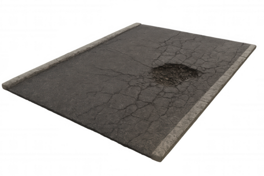 Paved street surface showing wear and tear, representing infrastructure neglect and maintenance issues