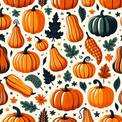 Vector design of Hallowen pumpkins pattern  with flat design