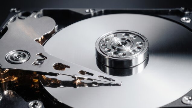 Internal View of a Hard Disk Drive with ReadWrite Head.