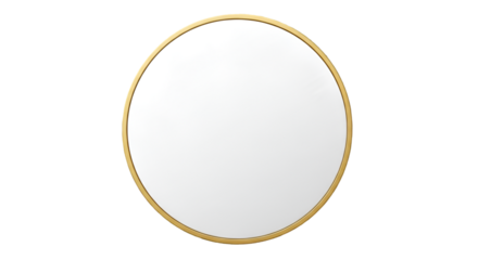 Minimalist Round Mirror with Gold Frame on Black Background