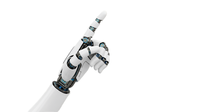Robotic Hand Pointing Up Against Black Background - Powered by Adobe