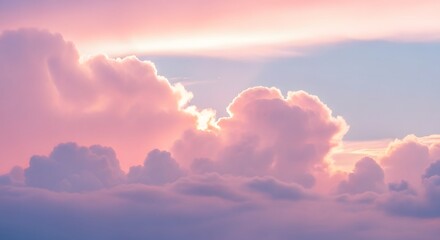 Dreamy pastel clouds at sunrise sky soft light atmospheric mood serene natural beauty