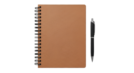Spiral Notebook and Pen on Black Background