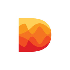 Stylized Letter D Logo Design with Wave Pattern inside for Startup, Technology, Vector Illustration.