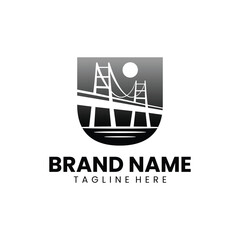 Letter U Bridge Logo Design Template Inspiration, Vector Illustration.