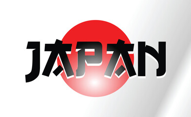 Japan Lettering with Flag Background Design Template Inspiration, Vector Illustration