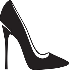 Elegant high heel shoe silhouette in black and white vector clipart