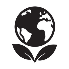 Sustainability icon with Earth and leaves
