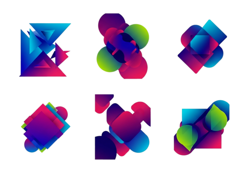 set of colorful geometric shapes