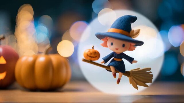 Cute Halloween character with pumpkin
