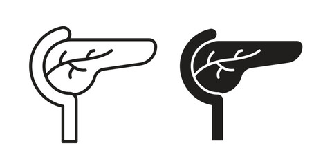 pancreas icon pictogram template, Simple outline and filled style.