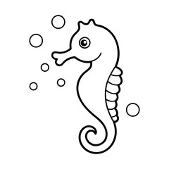 a seahorse blowing bubbles outlined for kids 