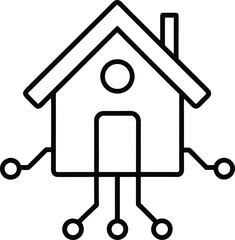 Smart Home Security Hub Line Art Transparent Background