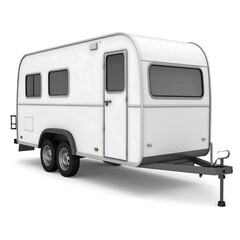 Naklejka premium White camper trailer on a white background