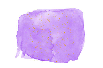 Fototapeta premium Purple Watercolor Paint Splash with Gold Texture Transparent PNG Background for Artistic Design, Abstract Art, Digital Craft, and Decoration
