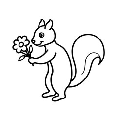 a squirrel picking a flower bouquet for kids