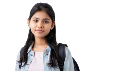 Asian Indian smart college students posing for a photo on a transparent background
