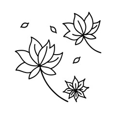 autumn flowers with falling leaves