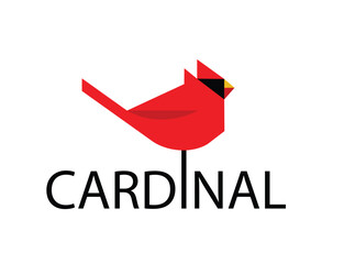 Geometric Red Cardinal Bird Logo with Text Vector Graphic Icon Design Template