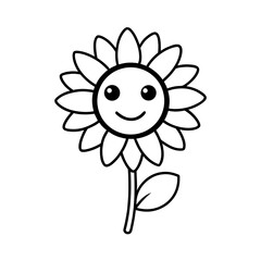 happy sunflower with round petals 