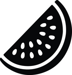 Black and white watermelon slice with seeds icon. watermelon outline or line art illustration vector icon on transparent background. watermelon icon.