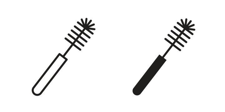 Toilet brush icon pictogram template, Simple outline and filled style.