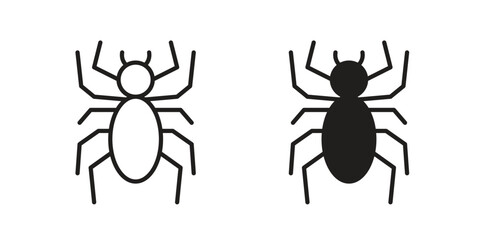 Spider icon pictogram template, Simple outline and filled style.