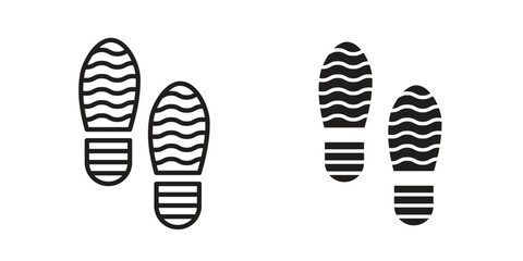 Shoe print icon pictogram template, Simple outline and filled style.