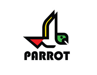Colorful Geometric Abstract Flying Parrot Bird Vector Logo Icon Design Template